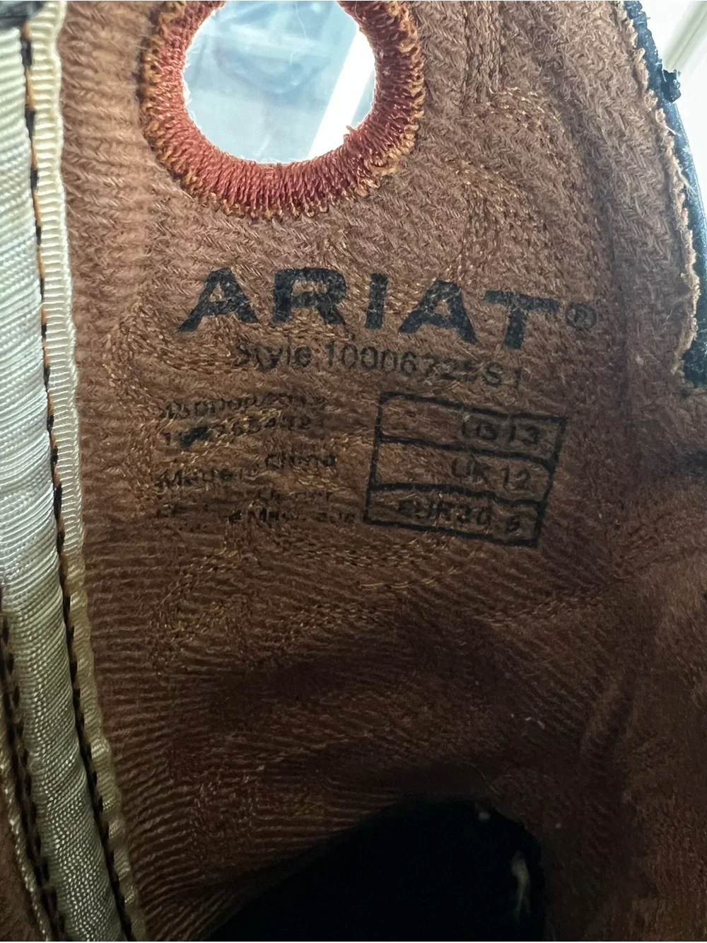 Ariat Black Croc-Embossed Western Boots with Orange Stitching size 13